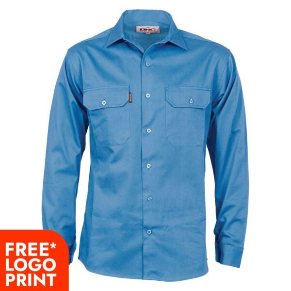 Cotton Drill Work Shirt With Gusset Sleeve - Long Sleeve Thumbnail