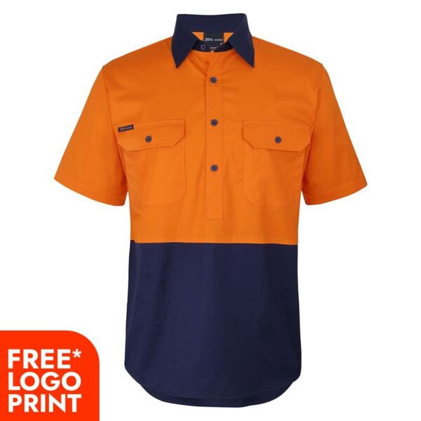 Mens Hi Vis Close Front Short Sleeves 150G Work Shirt Thumbnail