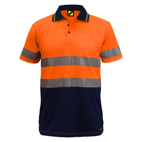 Hi Vis Two Tone Short Sleeve Micromesh Polo With Pocket And Csr Reflective Tape Thumbnail